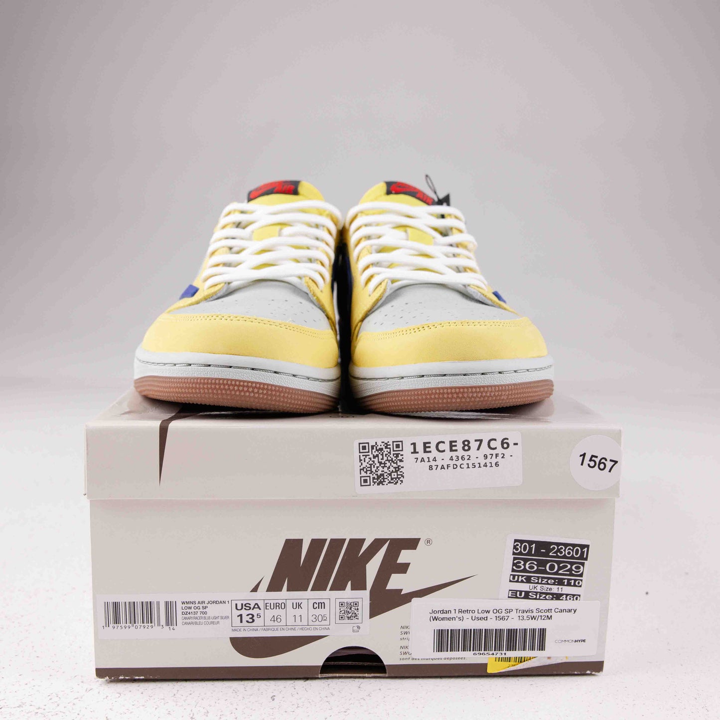 Jordan 1 Retro Low OG SP Travis Scott Canary (Women's) - Used - 1567